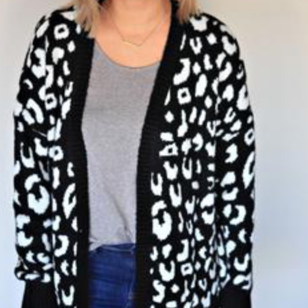 Leopard Print Open Cardigan SZ S